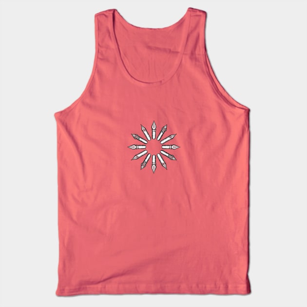 Dip Pen Nibs Circle (Gray and White) Tank Top by illucalliart
